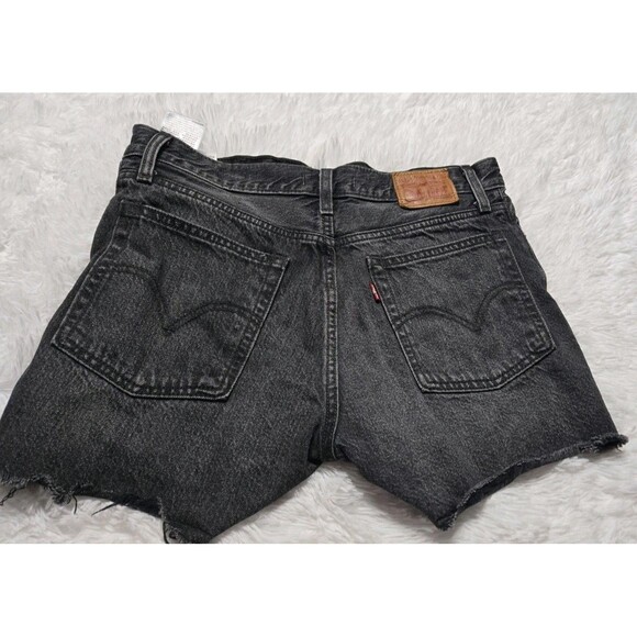 Levi's Black Denim Rhinestone Button Up High-Rise Wedgie Hot Shorts Size 29 - Picture 7 of 12
